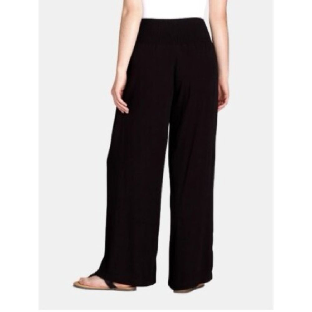 NWT No Boundaries Juniors Black Crepe Smocked Waist Wide Leg Pull On Pants Large - Picture 3 of 11
